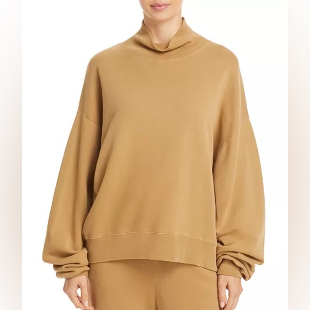 FRAME Tan Cotton Funnel Neck Sweatshirt